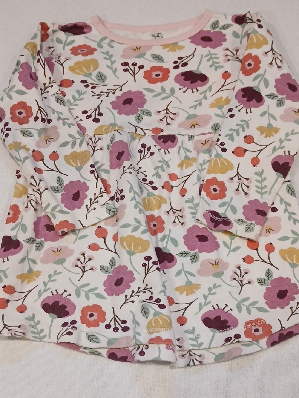 Touched By Nature Girls' Floral Long-Sleeve Casual Dress - Pink & Multicolor
